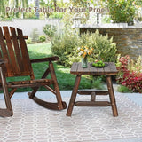 Outdoor Adirondack Log Side Table, 19.5" Thick Wooden Patio Square End Table with Slatted Tabletop - Photo 2