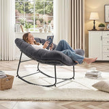 ONBRILL Papasan Rocking Chair with Cushion, Oversized Patio Lounge Rocker, Egg Chair Outdoor Indoor, for Living Room - Photo 5