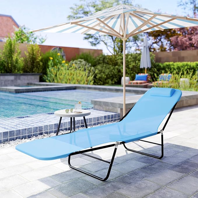 Outsunny Folding Chaise Lounge Chair, Pool Sun Tanning Chair, Outdoor Lounge Chair with Reclining Back - Photo 9