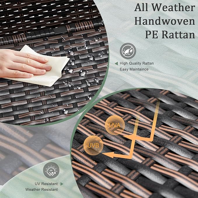Outdoor PE Wicker Side Table with Storage, Small Patio Storage Bin Container for Hose Cushion Towel