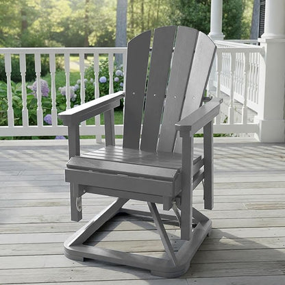 Kingdura Adirondack Swivel Glider Chair, HDPE Patio Glider Rocking Chair for Outdoor, All-Weather Glider Chair for Porch Balcony Lawn Poolside, 450LBS Capacity (Grey)