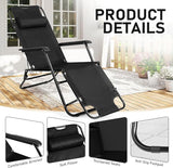 Outvita Folding Chaise Lounge Chair, Outdoor Adjustable Recliner Chair with Pillow for Camping, Beach, Poolside, Garden - Photo 5