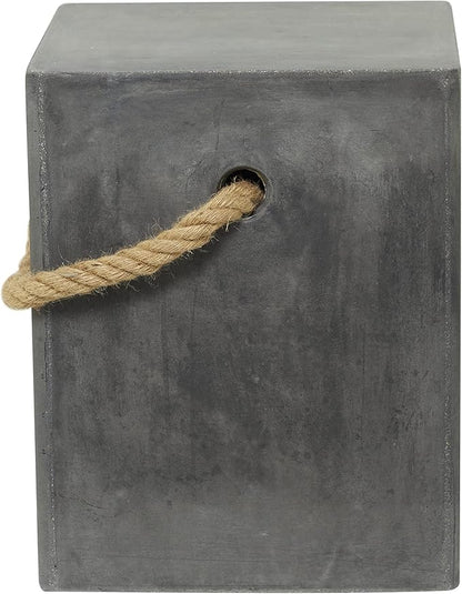 Deco 79 Magnesium Oxide Lightweight Outdoor Accent Table with Rope Handle, 15" x 15" x 18", Gray