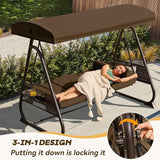 3 in 1 Outdoor Porch Swing with Adjustable Canopy, 3 Seat Outdoor Swing for Adults - Photo 3