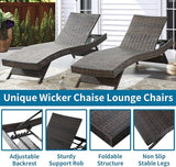 79'' Long Reclining 4 Chairs+ 2 Tables, Chaise Lounge Wicker Reclining Lounge Chair - Photo 3