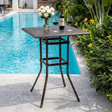 VINGLI Cast Aluminum Patio Bar Table, 42" Height High Top Outdoor Bar Table with Umbrella Hole - Photo 7