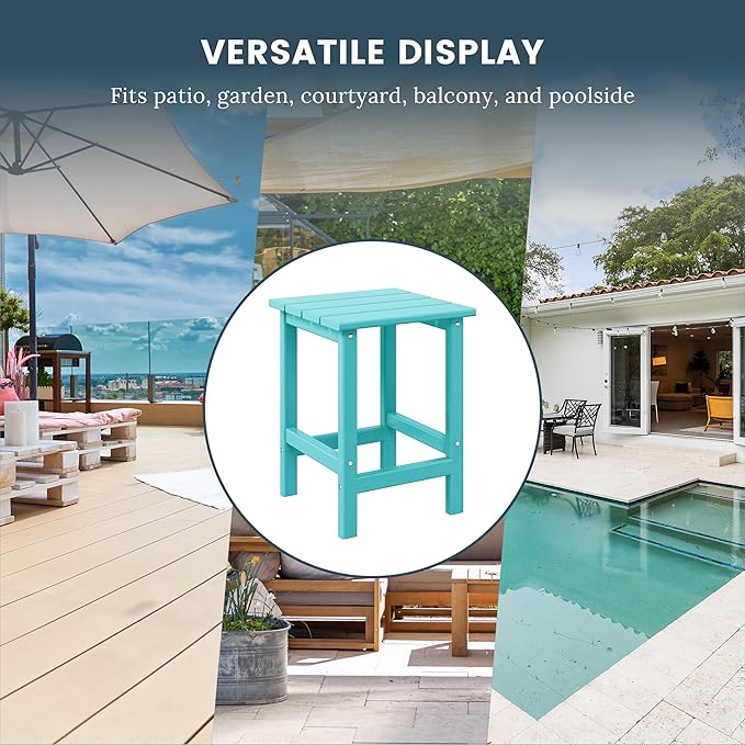 Costaelm Outdoor Table and Chairs, Small Patio Set Outdoor Seating, All Weather Porch Furniture Set Lounge Chairs for Outside Firepit Garden Lawn, Turquoise
