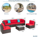 Vongrasig 7 Pieces Patio Furniture Sets, Outdoor All-Weather Wicker Patio Conversation Sets - Photo 3