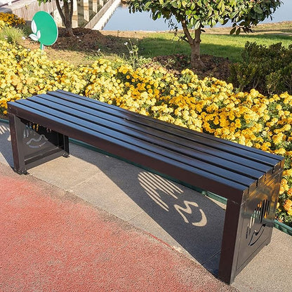 Outdoor Metal Garden Bench, Heavy-Duty 1102 Lb Capacity, Stylish Patio Seating for Lawns, Yards, Porches & Parks, 100cm/39in Black Garden Furniture