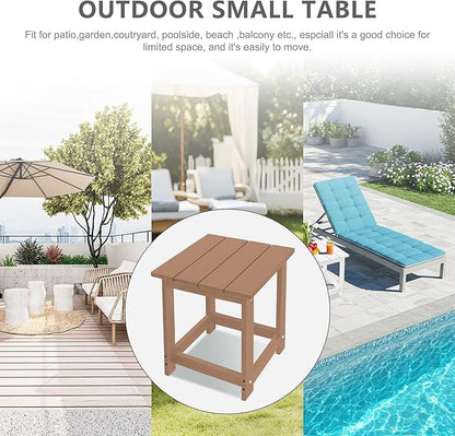 LZRS Adirondack Square Outdoor Side Table for Patio, Pool Composite Patio Table,HDPE End Tables for Backyard,Pool, Indoor Companion, Easy Maintenance & Weather Resistant(Teak)