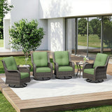 6 Piece Outdoor Wicker Patio Furniture Set, Outdoor Swivel Rocker Patio Chairs Set with Thickened Olefin Cushions - Photo 1