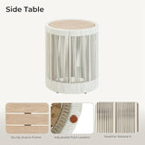 CHITA Outdoor Boho Wicker Side Table with Adjustable Foot Leveler and Acacia Wood Top, 16 Inch Patio Rattan End Table - Photo 3