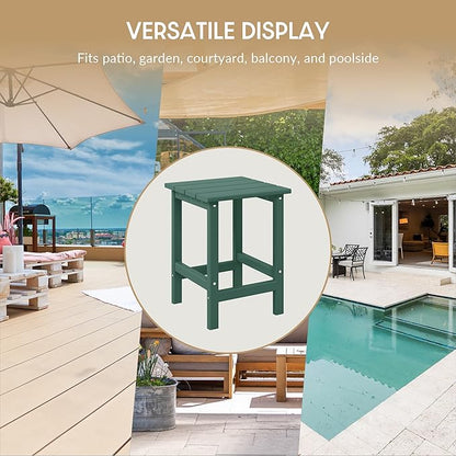 WestinTrends Malibu 2-Pieces Adirondack Chair Set with Side Table, All Weather Outdoor Seating Plastic Patio Lawn Chair Folding for Outside Porch Deck Backyard, Dark Green