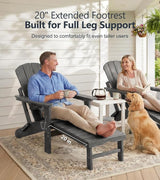 PASAMIC Folding Adirondack Chairs Set of 2 with Retractable Ottoman, 5-Position Adjustable Backrest - Photo 4