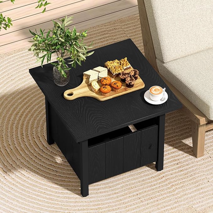 Tangkula Outdoor Table with Hole, Patio Umbrella Table with 2 Sand Bags, 1.89" Umbrella Hole, Metal Frame - Photo 4