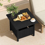 Tangkula Outdoor Table with Hole, Patio Umbrella Table with 2 Sand Bags, 1.89" Umbrella Hole, Metal Frame - Photo 4