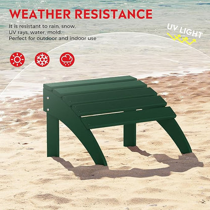 Costaelm Adirondack Chair Footrest Foldable Ottoman, Folding Ottoman Outdoor Foot Rest for Patio Waterproof, Adirondack Ottoman Outdoor, Dark Green