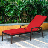 COSTWAY PE Rattan Lounge Chair Outdoor, Patio Wicker Chaise Lounge with 5-Position Adjustable Backrest - Photo 3