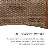 PURPLE LEAF Patio Porch Swing Chair with Canopy 2 Person Hand-Woven Wicker Outside Glider w/Solar LED Light and - Photo 8