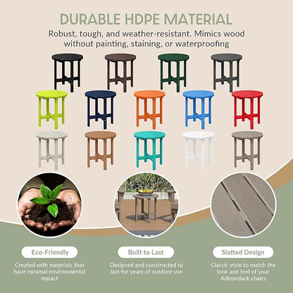WestinTrends Dylan Adirondack Round Outdoor Side Table, Weathered Wood