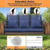 3-Person Wicker Porch Swing Chair Heavy Duty 900 LBS Outdoor Rattan Patio Swing Chair w/Cup-Holder & Steel Chains - Photo 5