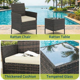 GarveeHome 3-Piece Patio Bistro Set, PE Rattan Outdoor Conversation Furniture with 2 Cushioned Chairs & Coffee Table - Photo 4