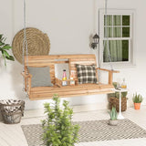 Tangkula 2 Person Hanging Porch Swing, Outdoor Bench Swing with Adjustable Chains, Foldable Cup Holders, High Back - Photo 2