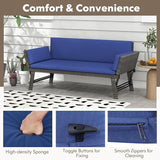 Tangkula Outdoor Convertible Sofa Daybed with Adjustable Armrests, PE Rattan Patio Couch Furniture with Thick Cushions - Photo 5