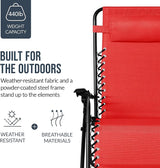 Best Choice Products Set of 2 Extra Wide Adjustable Steel Mesh Zero Gravity Lounge Chair Recliners w/Pillows and Cup - Photo 6