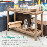 Best Choice Products 48in 2-Shelf Eucalyptus Wooden Console Table Indoor Outdoor Multifunctional Buffet Bar Storage - Photo 5