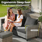 ovios Patio Furniture Set, 5 Pieces Outdoor Wicker Sofa Couch with Ottomans Comfy Cushions - Photo 5