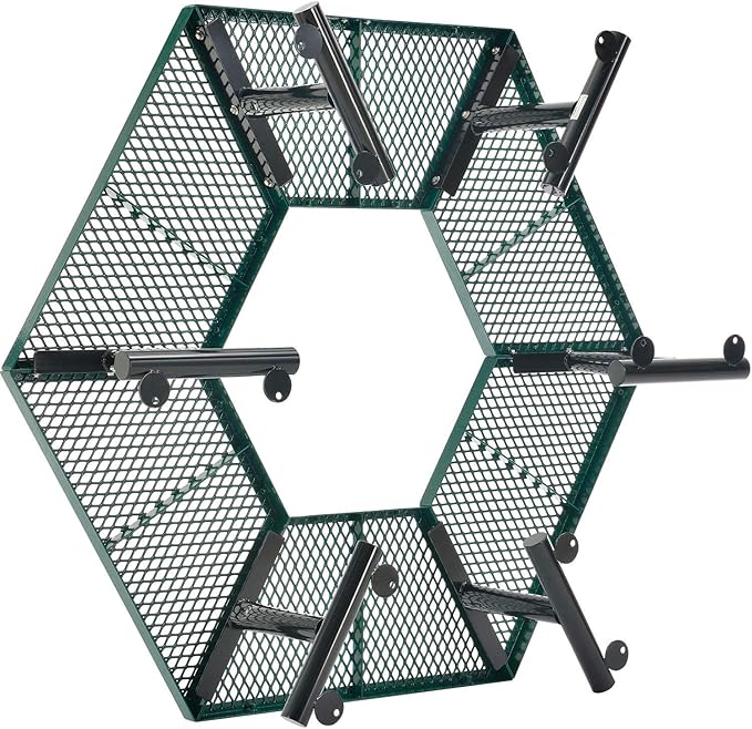 Global Industrial Hexagon Outdoor Tree Bench, Expanded Metal, 73" L x 63" W x 18" H, Green
