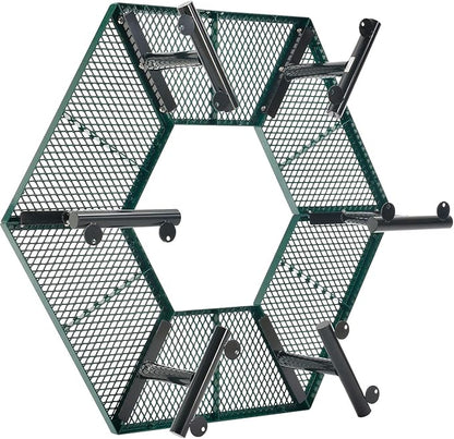 Global Industrial Hexagon Outdoor Tree Bench, Expanded Metal, 73" L x 63" W x 18" H, Green