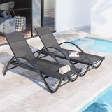 JY QAQA 2PCS Patio Outdoor Lounge Chaise with Wheels - Photo 1