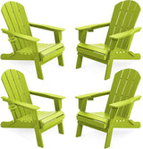 LOUNZY Folding Adirondack Chair Set of 4, Lime - Photo 1