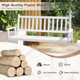 Tangkula 3 Person Wooden Porch Swing, Hanging Patio Swing with 2 Adjustable Galvanized Metal Chains, Slatted Back & Seat - Photo 2