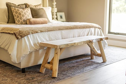 SRL Rustic Logwerks Indoor Bench — Pine & Cedar Wood Bench — Front Porch Decor — Live Edge Small Bench for Entryway, Garden & More — Handcrafted Wooden Bench — Rustic Furniture (48”, Indoor Clear)