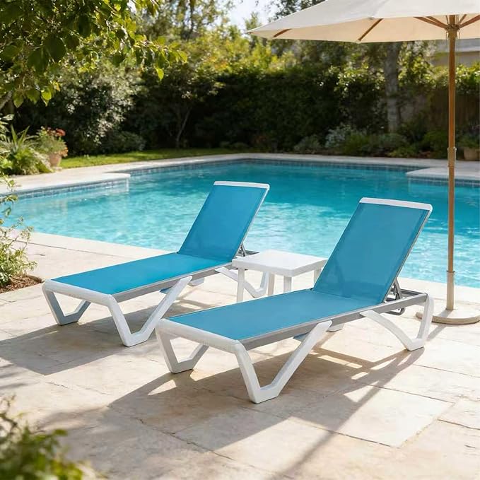 Kozyard Outdoor Chaise Lounge Chair, Full Flat Adjustable Patio Lounger with Aluminum Frame & Resin Legs - Photo 1