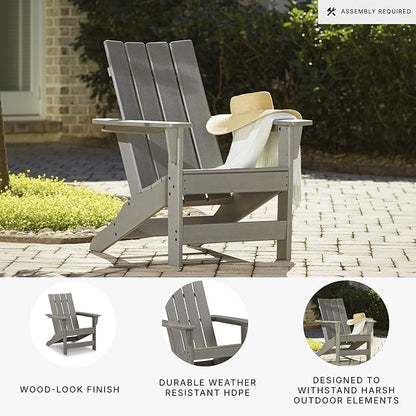 Signature Design by Ashley Visola Outdoor Patio HDPE Weather Resistant Adirondack Chair, Gray