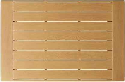Modway Lirienne Aluminum Faux Wood Outdoor Coffee Table in Natural - 47 Inch Weather-Resistant Modern Rectangle Patio Table with Slatted Top