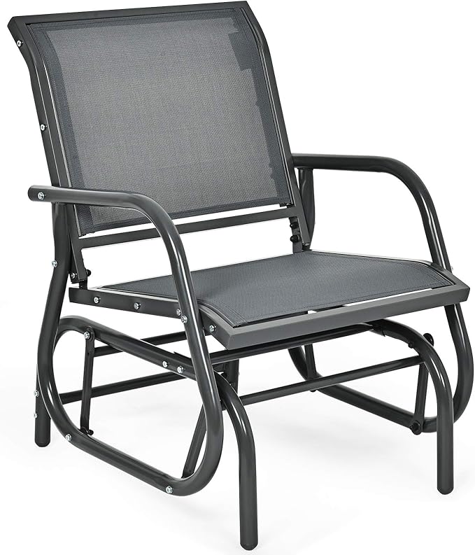Giantex Swing Glider Chair W/Study Metal Frame Comfortable Patio Chair Love-Seat for Garden, Porch, Backyard, Poolside - Photo 1