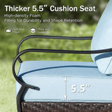 PHI VILLA Wicker & Metal Outdoor 2-Seat Patio Couch, Patio Sofa Loveseat with Deep Seating for Front Porch, Deck - Photo 6