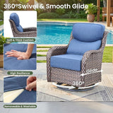 Luxury Patio Furniture Set with 6-inch Thick Cushion, Outdoor Furniture with Fire Pit Table, Swivel Chairs, Sofa - Photo 4
