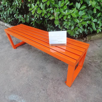 Outdoor Bench Weatherproof Garden Bench Metal Outdoor Seating All Weather Park Bench Outside Bench, Easy to Assemble(Orange,80cm/31in)