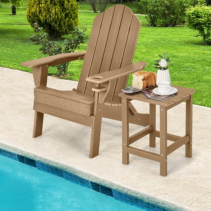Tangkula Square Outdoor Side Table, Weather Resistant HDPE Adirondack Table - Photo 4
