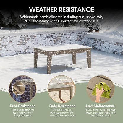 WestinTrends Malibu Low Outdoor HDPE Patio Rectangle Coffee Table, Weathered Wood