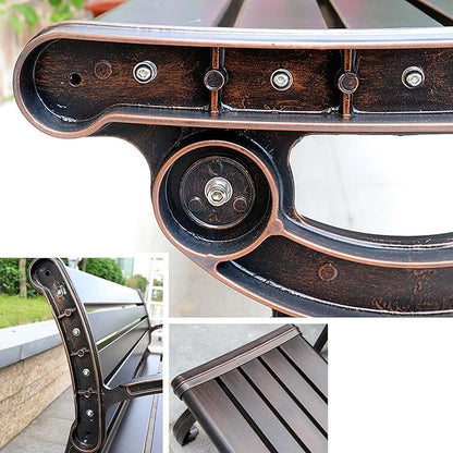 Garden Bench, Outdoor Benches, with Anti-Rust Metal Powder Coated Frame, Patio Bench for Front Porch Park Outside Furniture Decor
