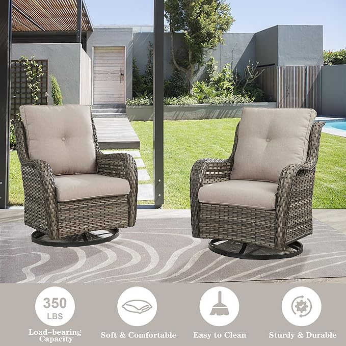 Belord Wicker Chairs 4 PC Outdoor Swivel Rocker Set, Patio Swivel Glider Chairs Set of 4 - Photo 3