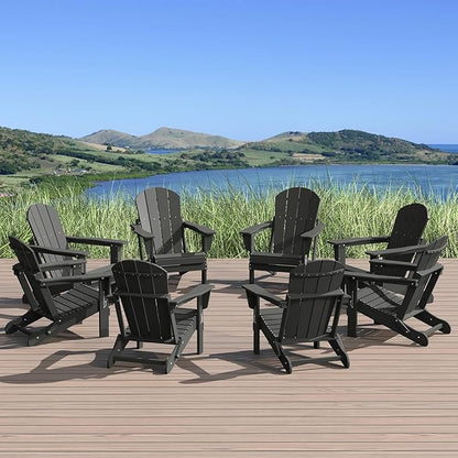 WestinTrends Malibu Malibu Outdoor Folding Poly Adirondack Chair (Set of 8), Gray