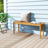 RELAX4LIFE 2-Person Patio Outdoor Bench - Acacia Wood 47’’ Long Backless Garden Bench w/Slatted Seat - Photo 2
